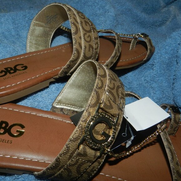 GBG Los Angeles Leather G Buckle Logo Toe ring Slide Sandals🆕FAST😮‍💨⚡🚚 - Picture 12 of 16